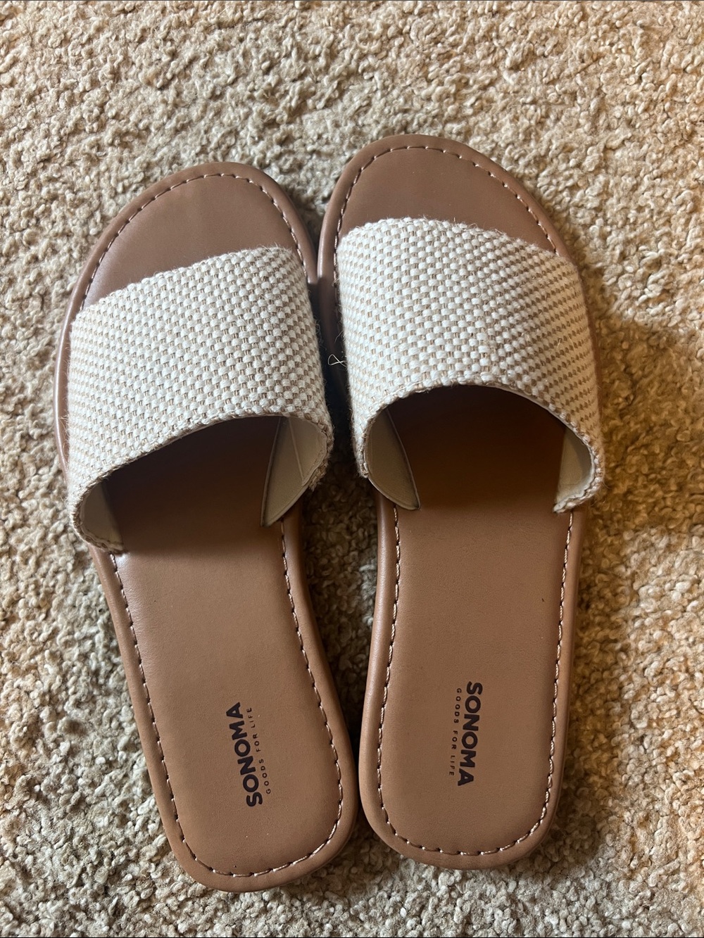 Sonoma Beige and Tan Slide Sandals